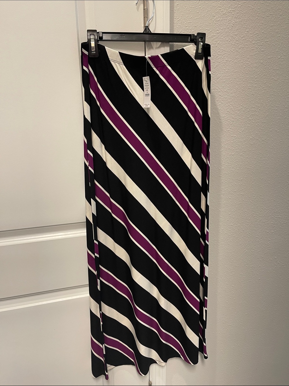 White House Black Market Striped Maxi Skirt in Black, White & Purple NWT